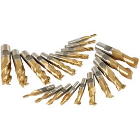 20 pc. 2 & 4 Flute TiN End Mill Set
