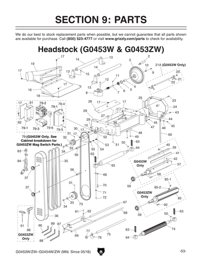 Part Diagram for G0453W