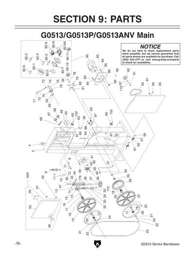Part Diagram for G0513P