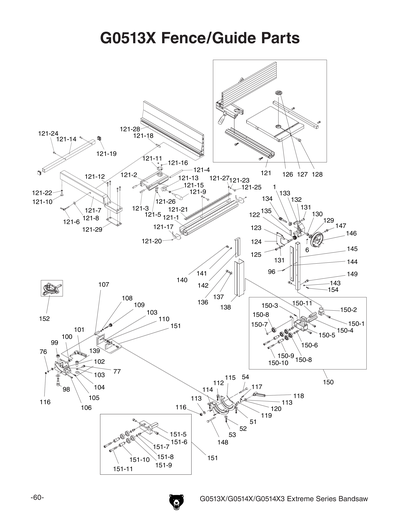 Part Diagram for G0513X