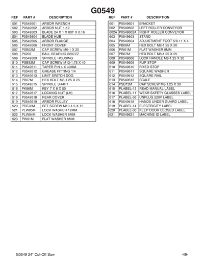 Part Diagram for G0549