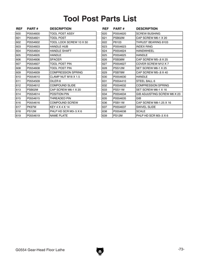 Part Diagram for G0554