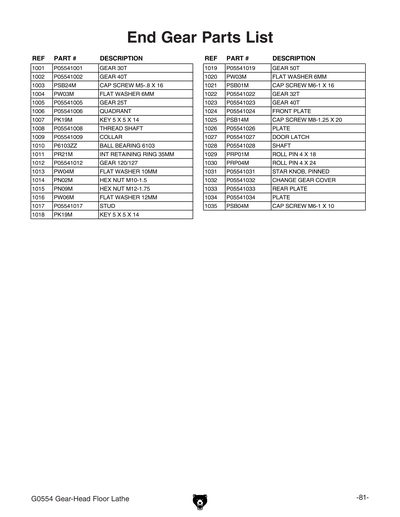 Part Diagram for G0554