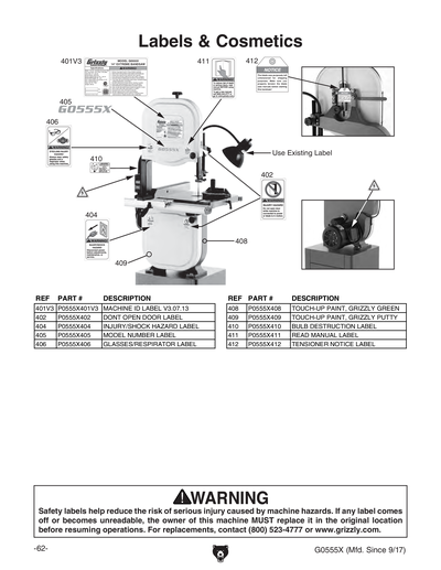 Part Diagram for G0555X