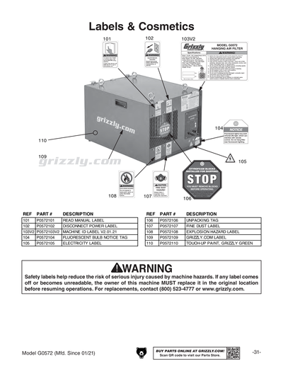 Part Diagram for G0572