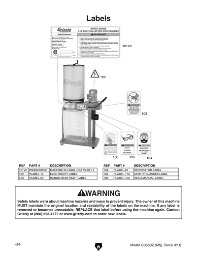 Part Diagram for G0583Z