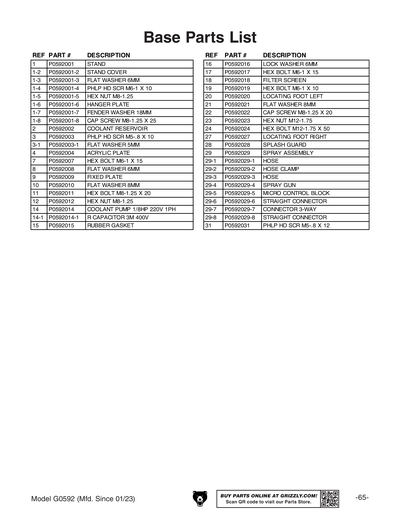Part Diagram for G0592