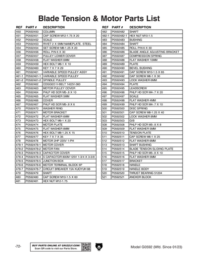 Part Diagram for G0592