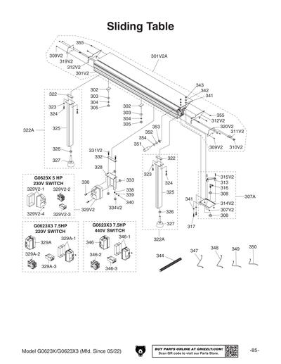 Part Diagram for G0623X