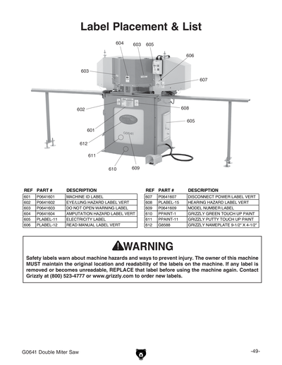 Part Diagram for G0641