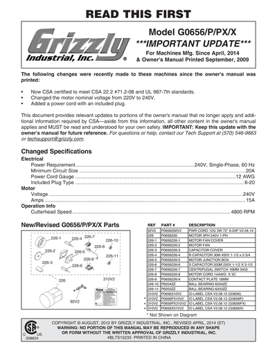 Part Diagram for G0656X