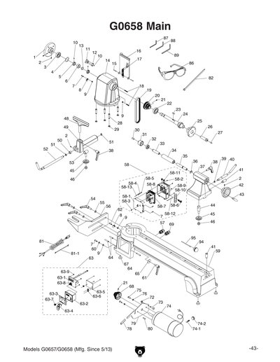 Parts for G0658 12 x 20 Heavy-Duty Bench-Top Wood Lathe - Grizzly