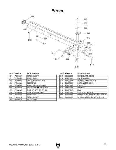 Part Diagram for G0691