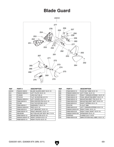 Parts for G0697X 12