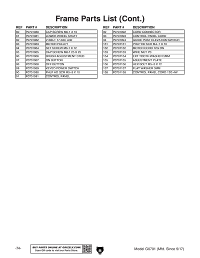 Part Diagram for G0701