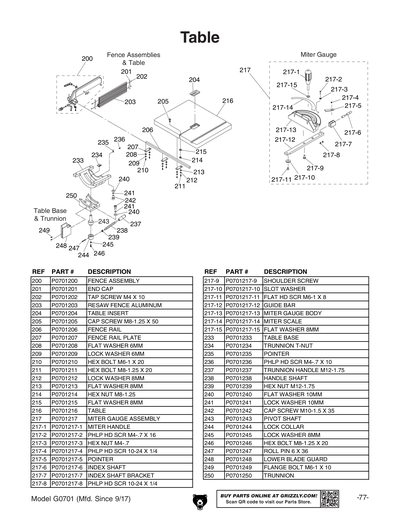 Part Diagram for G0701