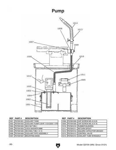 Part Diagram for G0709