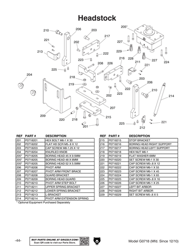 Part Diagram for G0718