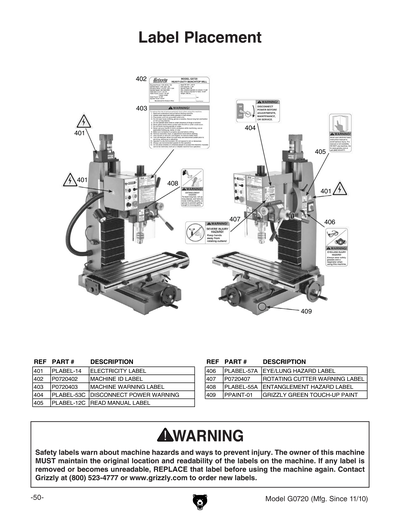 Part Diagram for G0720