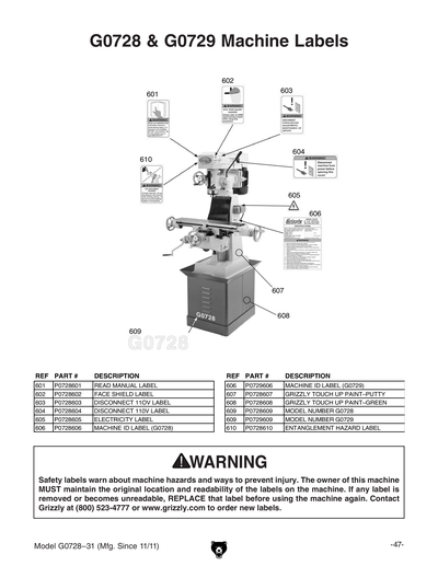 Part Diagram for G0729