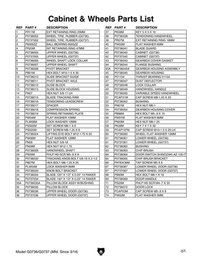 Part Diagram for G0737