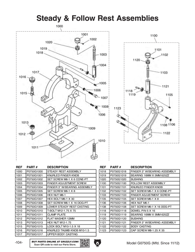 Part Diagram for G0750G