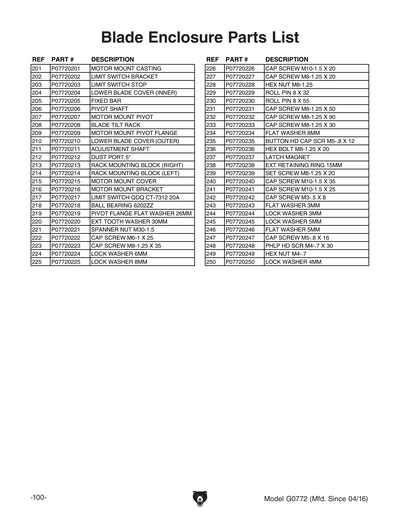 Part Diagram for G0772