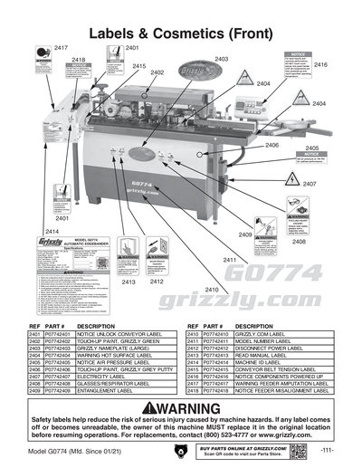 Part Diagram for G0774