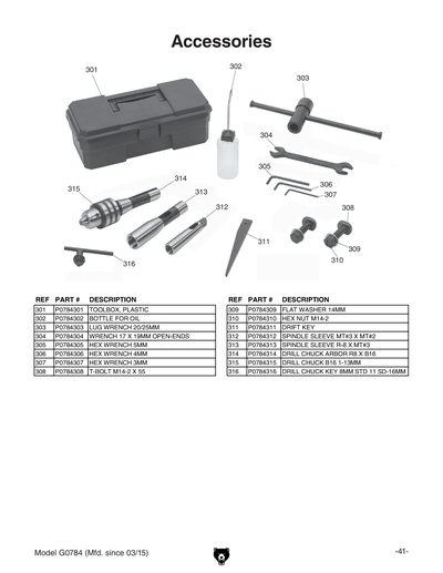 Part Diagram for G0784