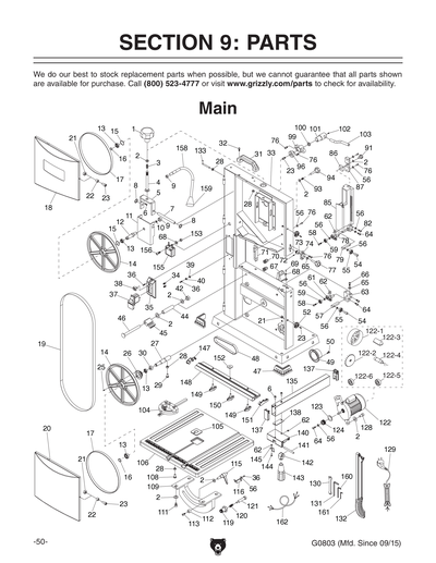 Parts for G0803 9