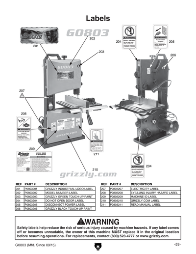 Part Diagram for G0803