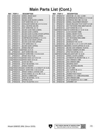 Part Diagram for G0803Z