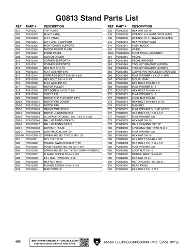 Part Diagram for G0813