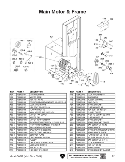Part Diagram for G0819
