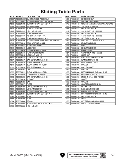 Part Diagram for G0853