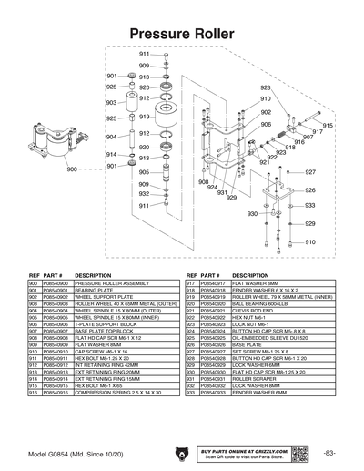 Part Diagram for G0854