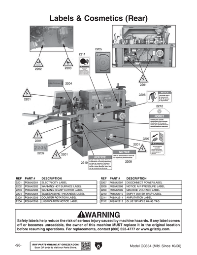 Part Diagram for G0854
