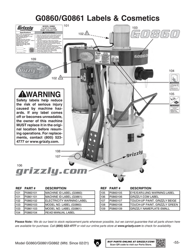 Part Diagram for G0861