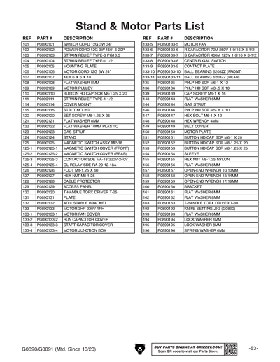 Part Diagram for G0891