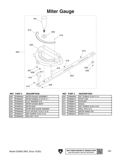 Part Diagram for G0899