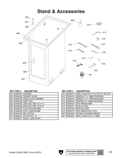 Part Diagram for G0935