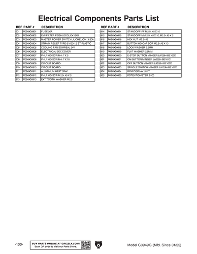 Part Diagram for G0949G
