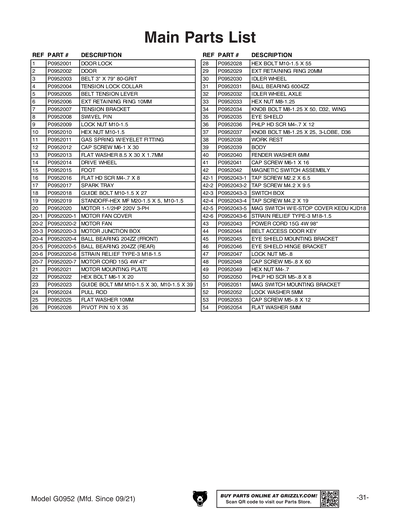 Part Diagram for G0952