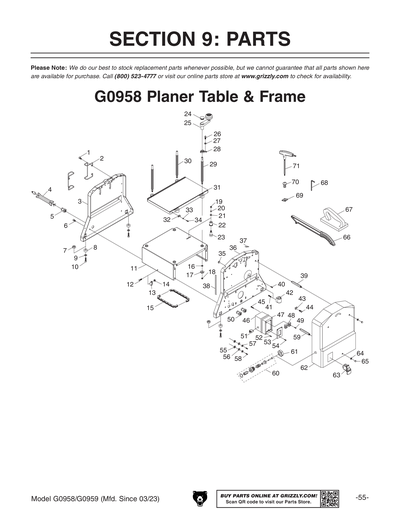 Part Diagram for G0959