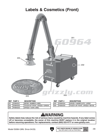 Part Diagram for G0964