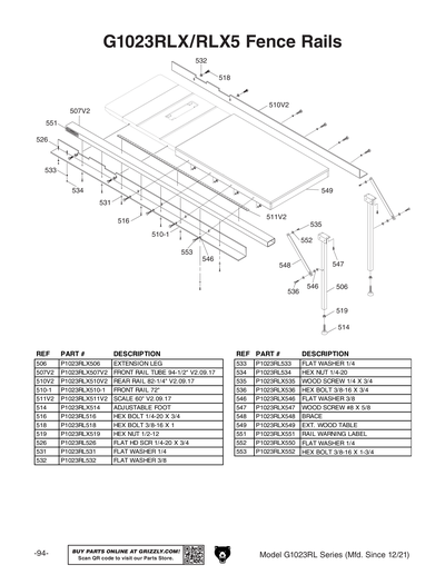 Part Diagram for G1023RL
