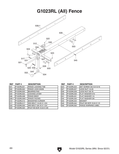Part Diagram for G1023RLWX