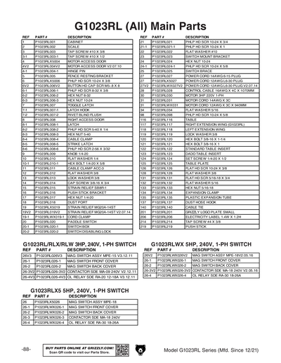 Part Diagram for G1023RLX5