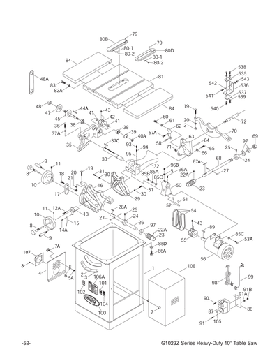 Parts for Table Saw 10