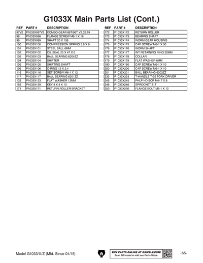 Part Diagram for G1033